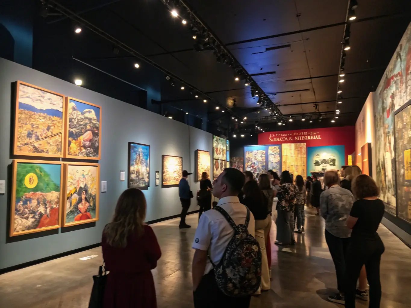 A photograph of a community exhibition at MUSEE PHOTO, showcasing the works of local photographers and artists. The exhibition aims to celebrate local talent and provide a platform for community expression.